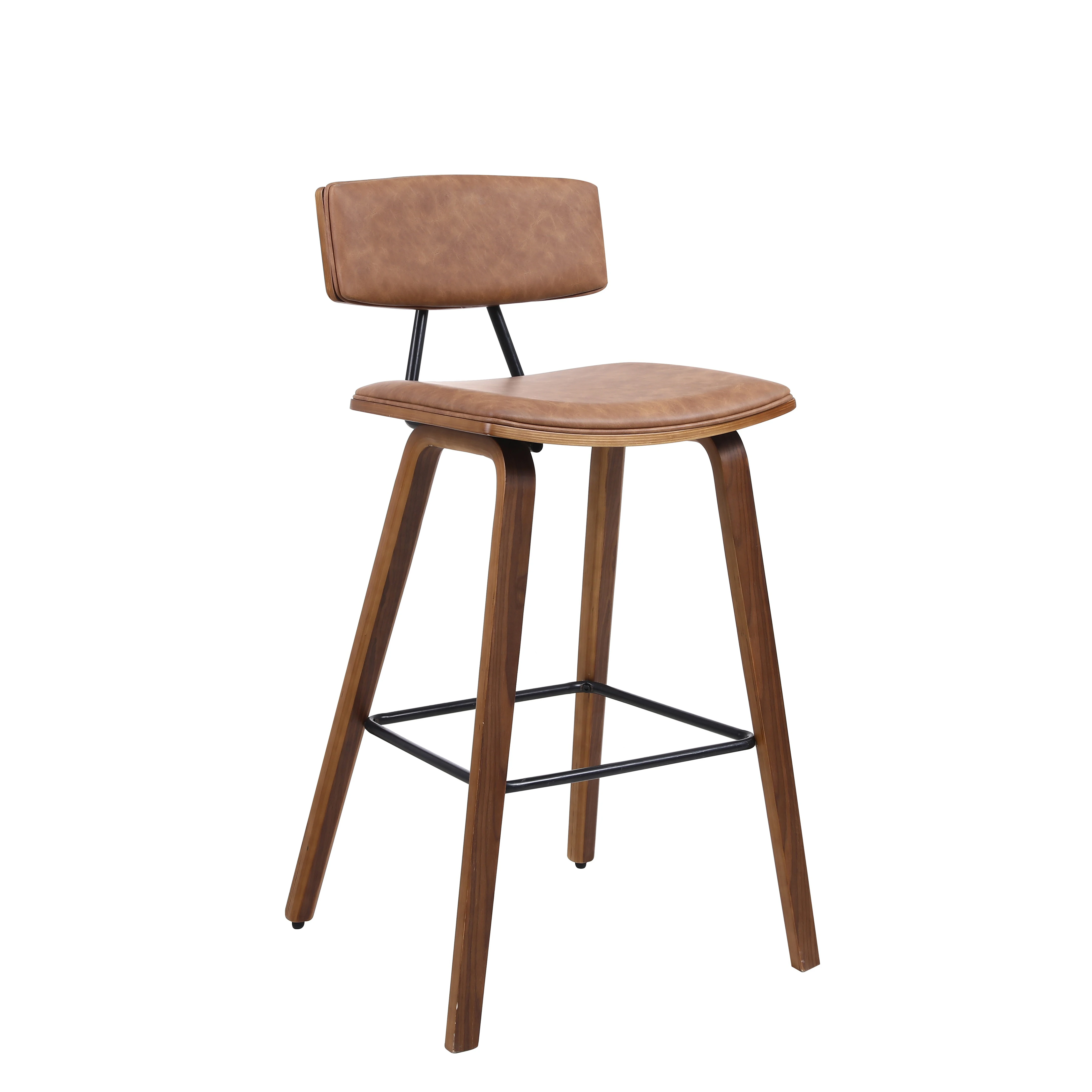 Фанера из орехового шпона и барный стул Карамельно-коричневого цвета из полиуретана