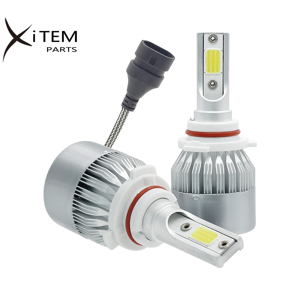 universal heat sink cob chip 9005 9006 H1 H3 H7 7600LM Auto C6 led headlight bulb S2 COB LED