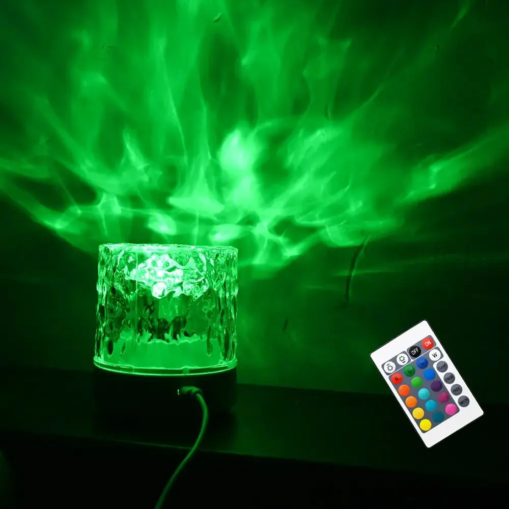 LED Ocean Wave Projector Night Light 16 Color RGB Changing USB Remote Control For Bedroom Home Room Decor Lights Lamp