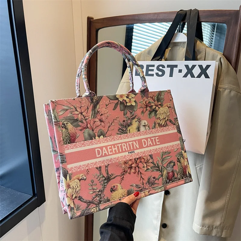 Экологически чистая Роскошная Цветочная розовая ламинированная хлопковая Холщовая Сумка для покупок