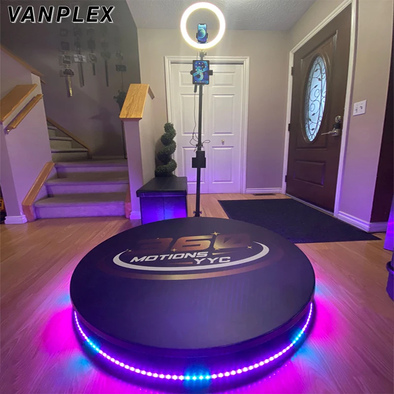 manual rotating spinning 360 video booth machine 360 photobooth spin 360 video booth set with flight case