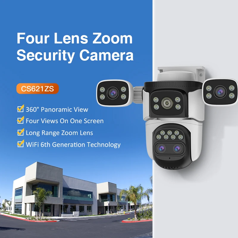 Vstarcam CS621ZS 12MP Wi-Fi наружная камера 360 Ptz четыре объектива Multi 10X зум Автоматическое отслеживание безопасности Беспроводная сетевая видеонаблюдения