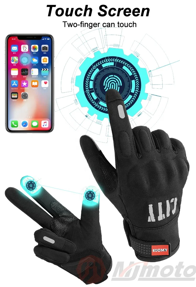 SUOMY City Winter Motorcycle Riding Gloves Touch Screen Motocross Waterproof Windproof Protective Summer Motorbike Gloves Men