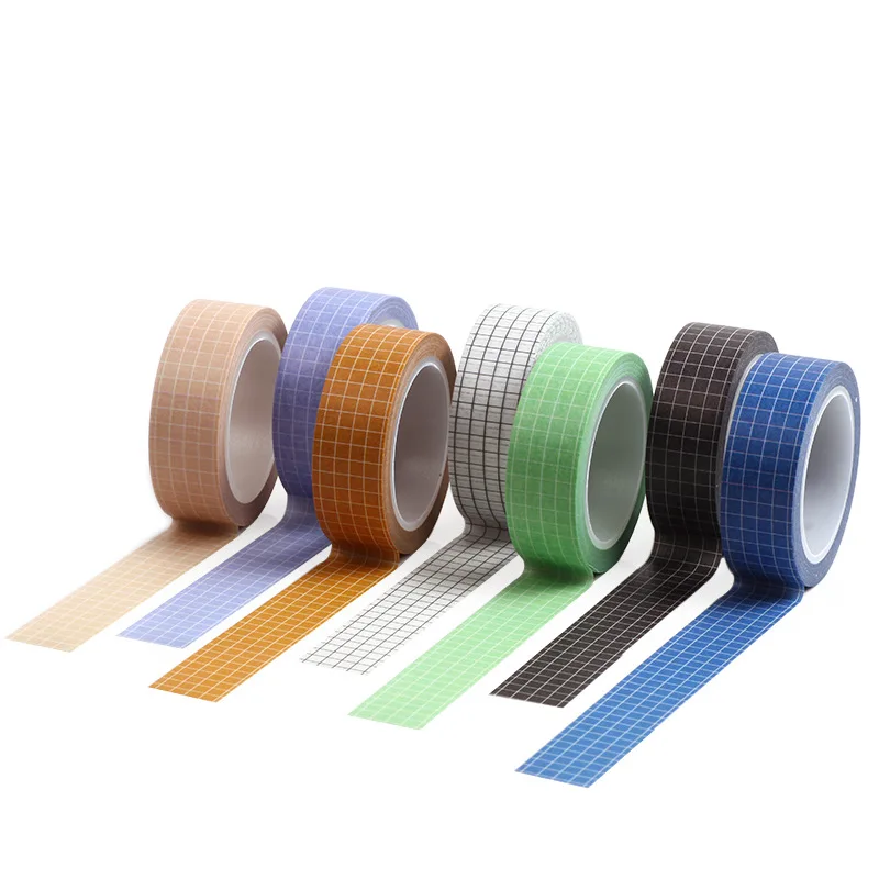 Amazon Hot Selling Geometric Grid Washi Tape Stickers 1.5cm*10m DIY Japanese Style Scrapbook Stationery Decorative Paper Tape