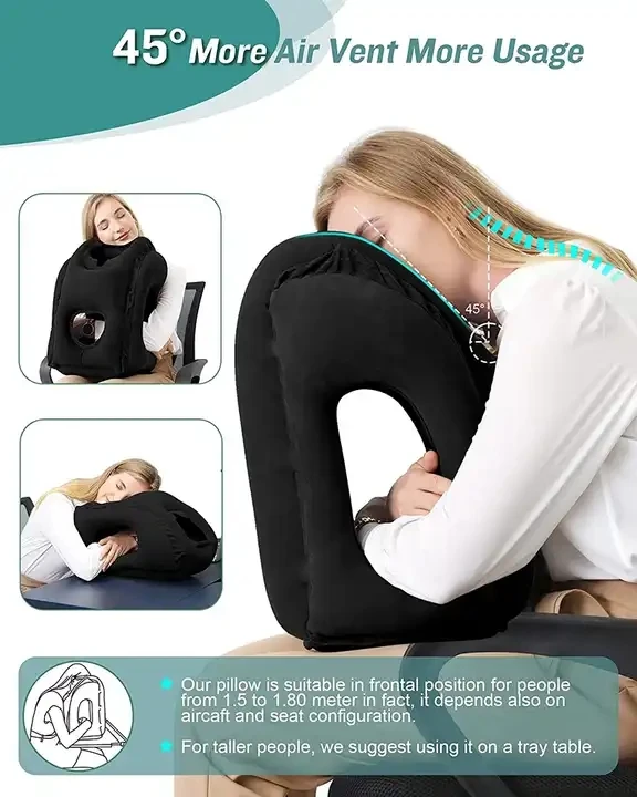 Popular ergonomic multi-use leaking inflatable body air trip pillow travel sleeping pillow for airplane neck pillow travel