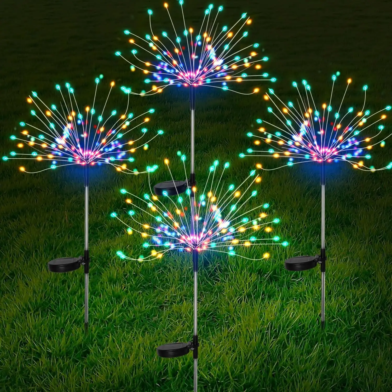 Waterproof Solar Pin jelly fish LED meteoric shower Lamp optical fiber firework Colorful Light For Courtyard CE Certification