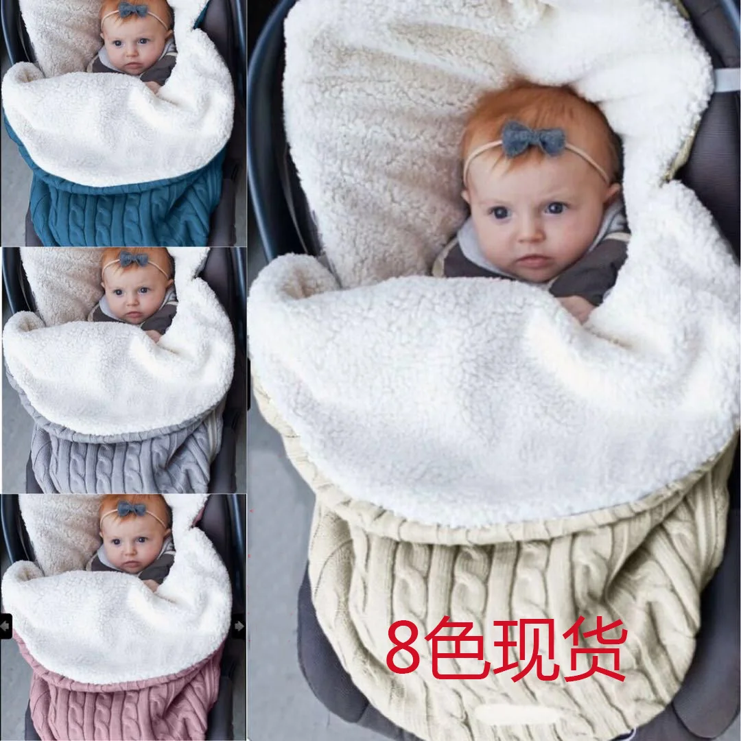 2024 duoyingbao Winter Warm Fluffy Fleece Baby Outdoor Wearable Knit Blanket Swaddle Sleeping Bag For Mother