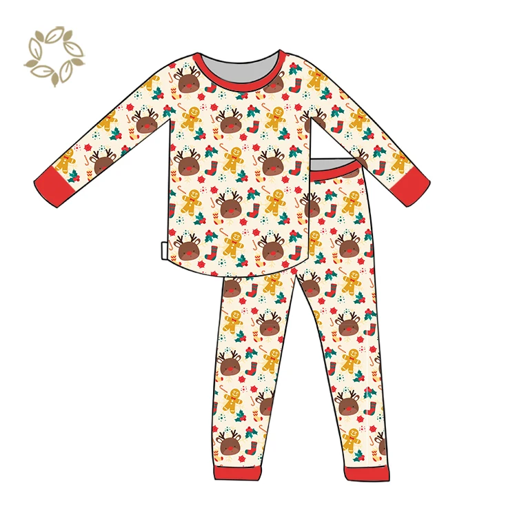 Bamboo Christmas child pyjama set kids pjs kid sleepwear organic christmas pyjamas for kids custom long sleeve children pijamas
