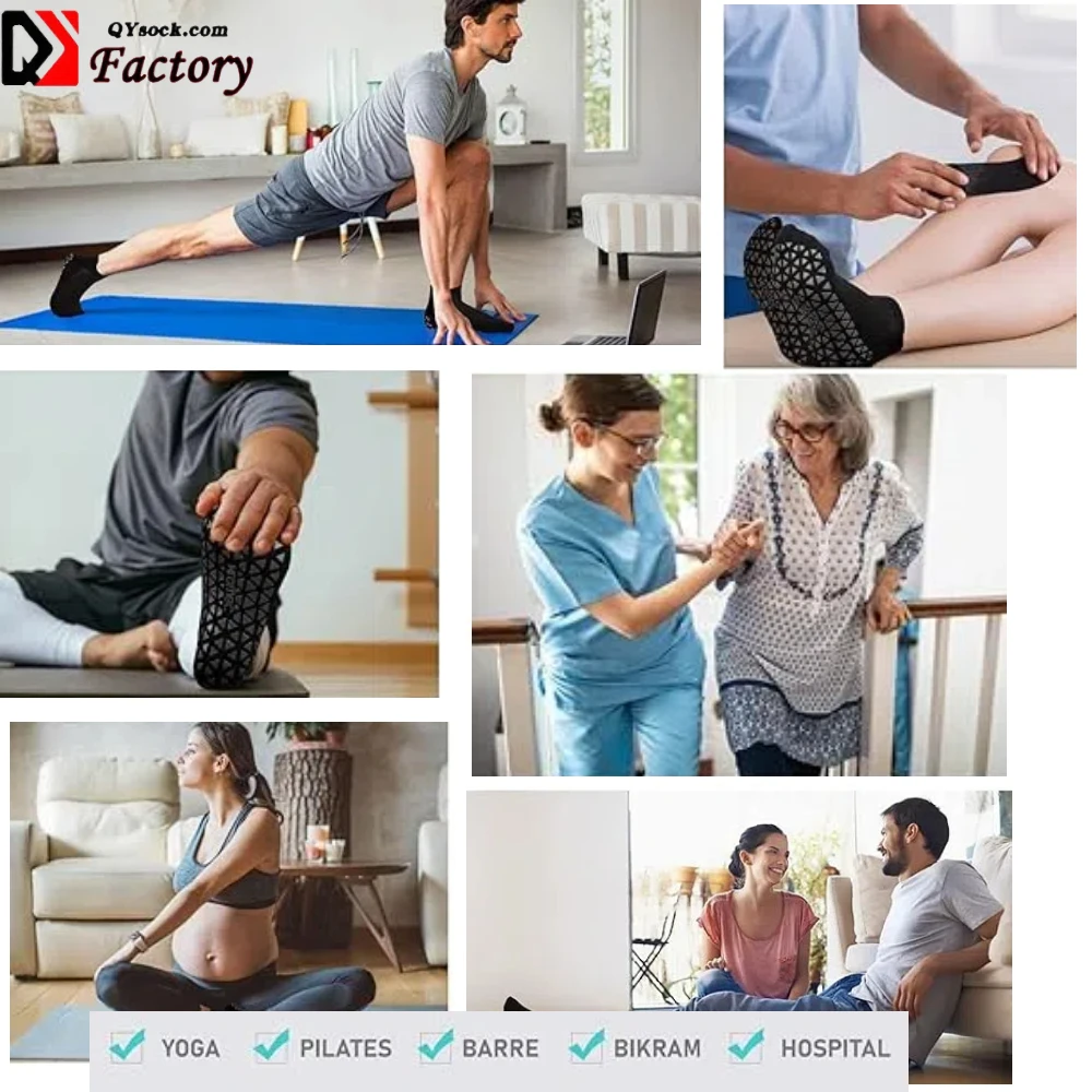 Custom  Non-slip Silicone Dot Socks Yoga Fitness Athletic Socks Hospital and Dance Studio Anti-skidding Socks