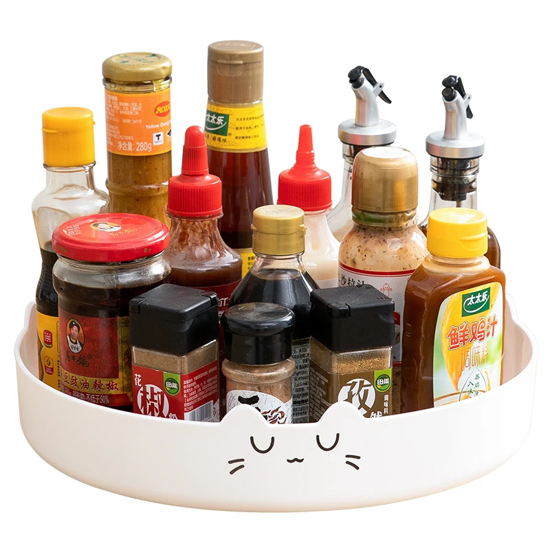 360 degree Rotating Kitchen Organizer Tray Rack Multi-Purpose Kitchen Storage Revolving Tray