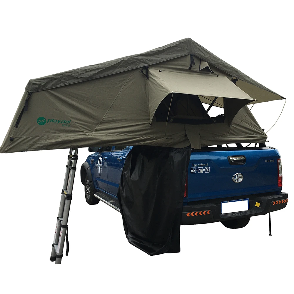 Outdoor camper rooftop tent 3-4 person canvas off road camping car 4x4 top roof tent