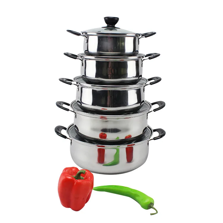 Wholesale korea style kitchenware hot pot stainless steele 3 pcs cookware pot with glass lid