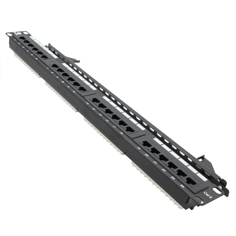 VCOM 24 Ports Network Rackmount Cat6 Pass Through 1U Unshielded UTP Patch Panel with Keystone Jack RJ45 Modular