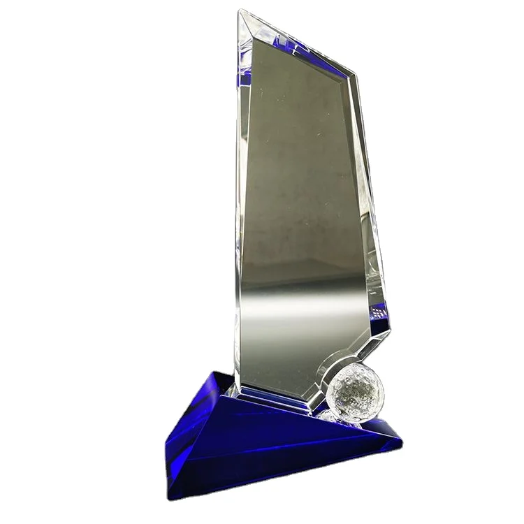 Manufacturer Customized Circular Blank Glass K9 Sports Golf Crystal Medal Trophy