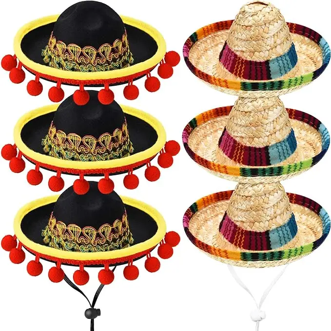 Mini Sombrero Hats Fiesta Party Decorations Cute Straw Sombreros Mini Fun Fiesta Straw Hat for Halloween Fiesta Carnival