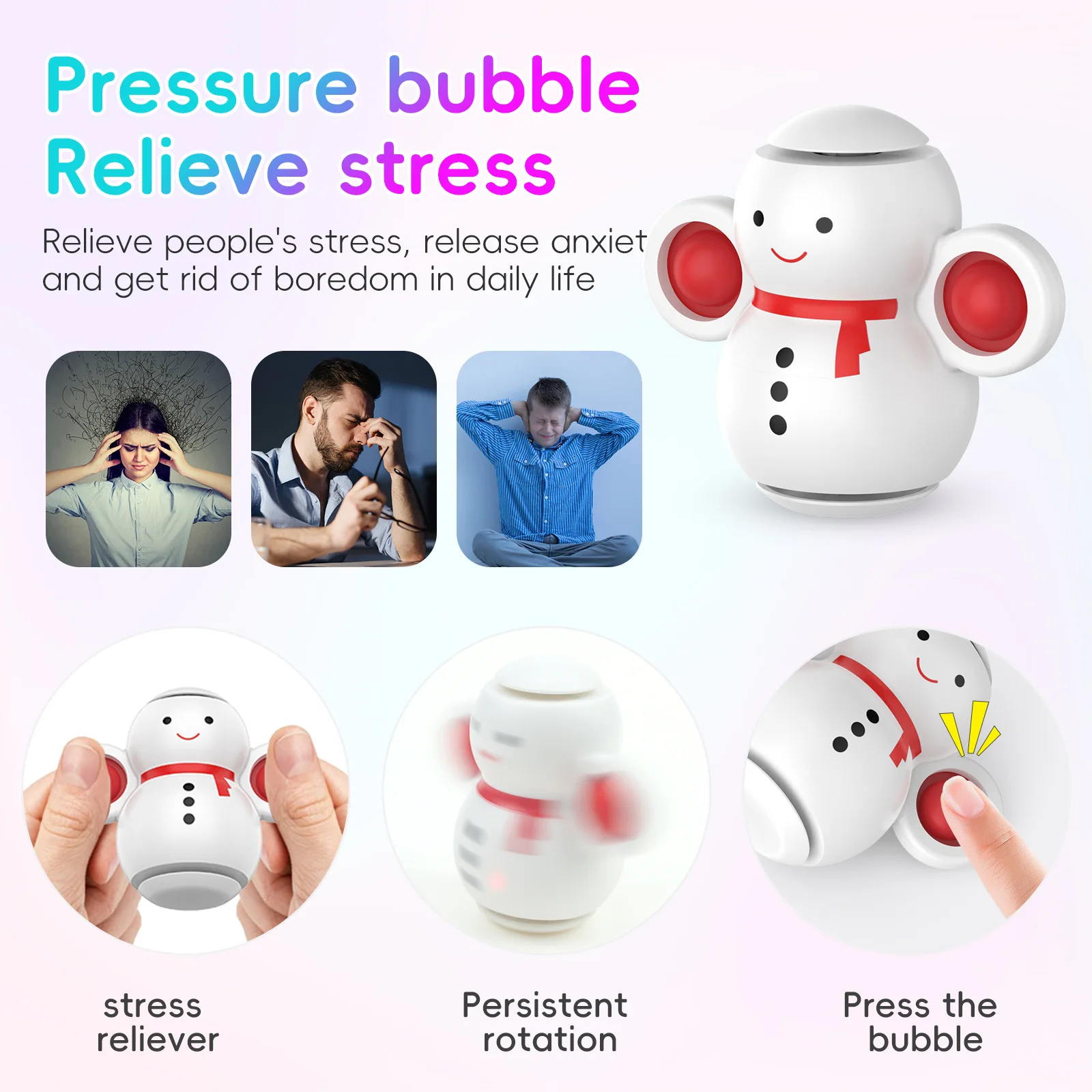 2023 Newest Pop Fidgety Bubble Rotate Snowman Fidget Toy Stress Relief Anxiety Toys Pop It Push Bubble Poppe Popit Fidget Toy