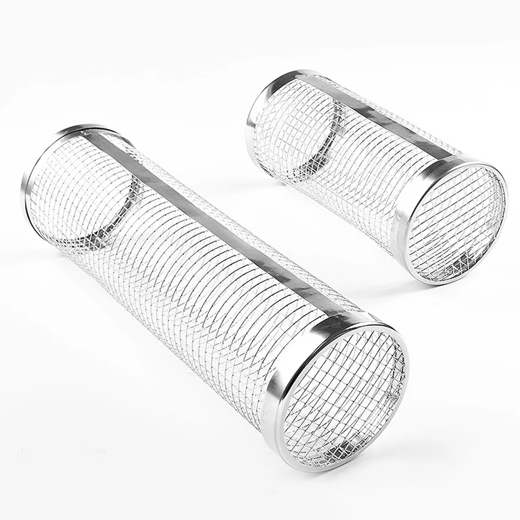 BBQ Roller Grill Basket Round Stainless Steel BBQ Grill Mesh Outdoor Round BBQ Grill Grid for Chips Fish Shrimp,Versatile