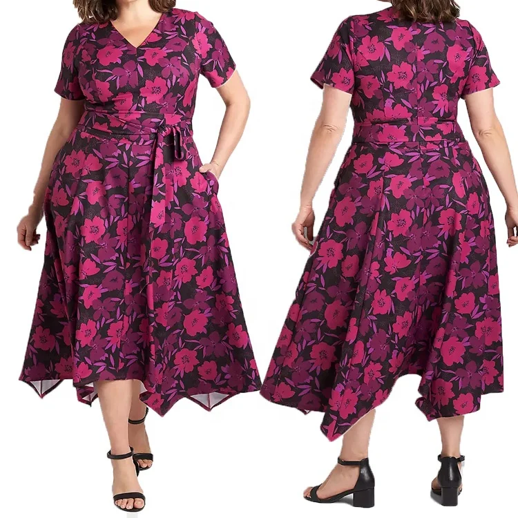 2022 wholesale long summer casual elegant Africa Clothing o-neck short sleeve aline African fabric print dress for women design