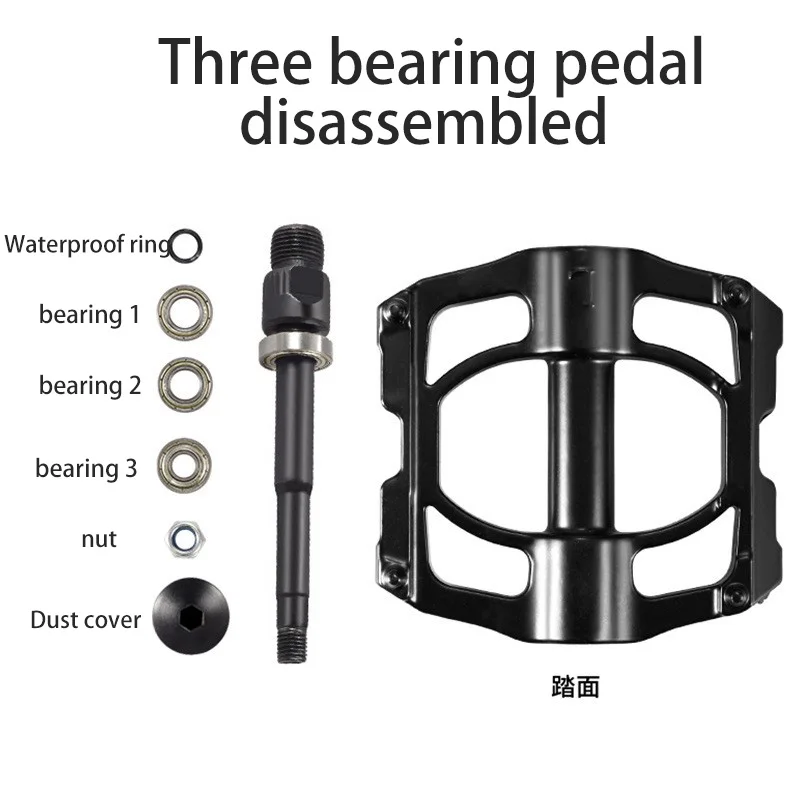Factory price high quality 3 bearings Aluminum Alloy Pedals  Aluminum Mtb Parts  Non-slip Pedals With Reflective Strips.