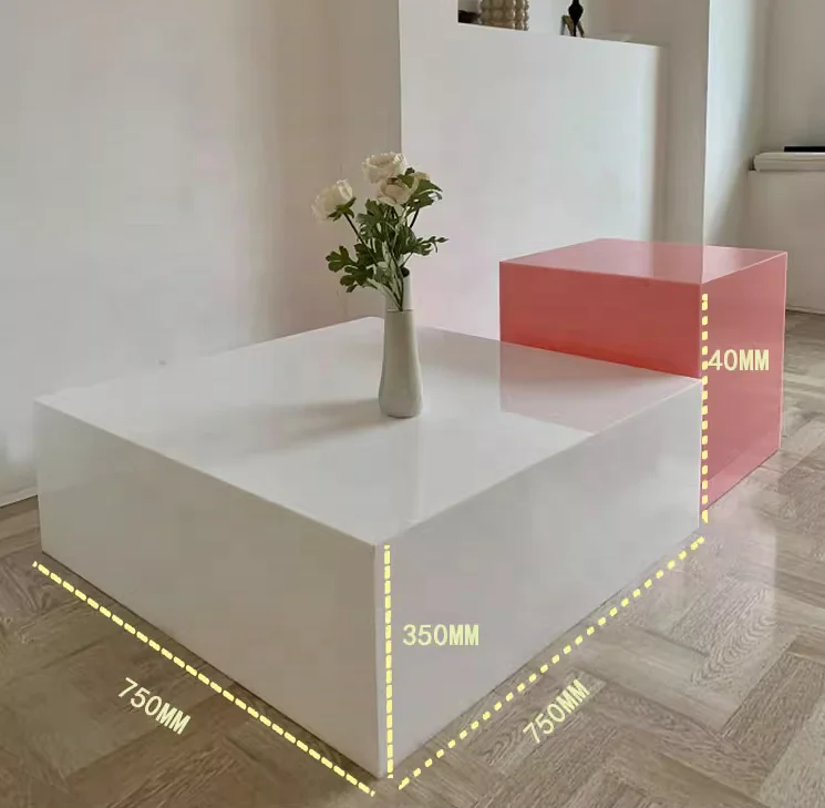Rectangular acrylic coffee table combination macaroon square edge design exhibition table simple bedside table