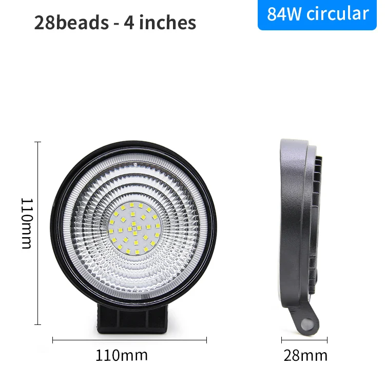 Manufacturer 4 Inch Round LED Work Lamp 12V 24V 84W Vehicle Work Light Car Truck Fog Lamp for Offroad ATV UTV