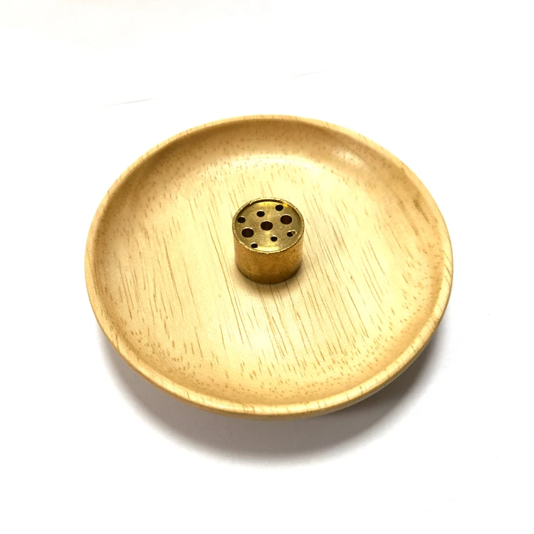 Customize Bowl Shape Wood Incense Sticks Holder Detachable Brass Incense Burner Incense Stand Ash Catcher