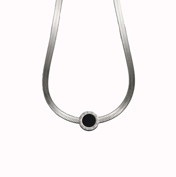 Cross-Border Hot Simple Roman Numerals Snake Bone Chain Ins Wind Stainless Steel Do Not Fade Necklace Female Niche Jewelry