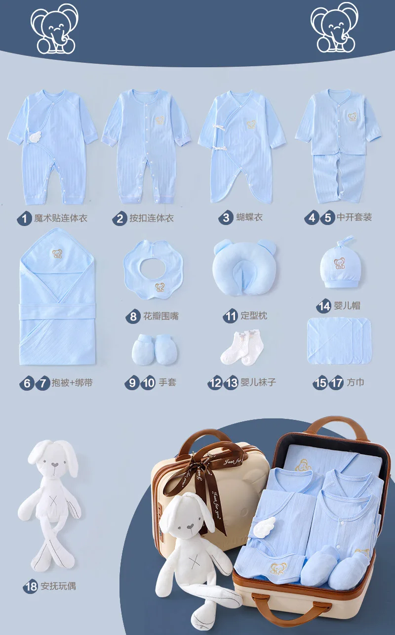 Newborn gift set box baby clothes 100% Cotton Full Moon new born baby girl boy clothes sets 0-6 months