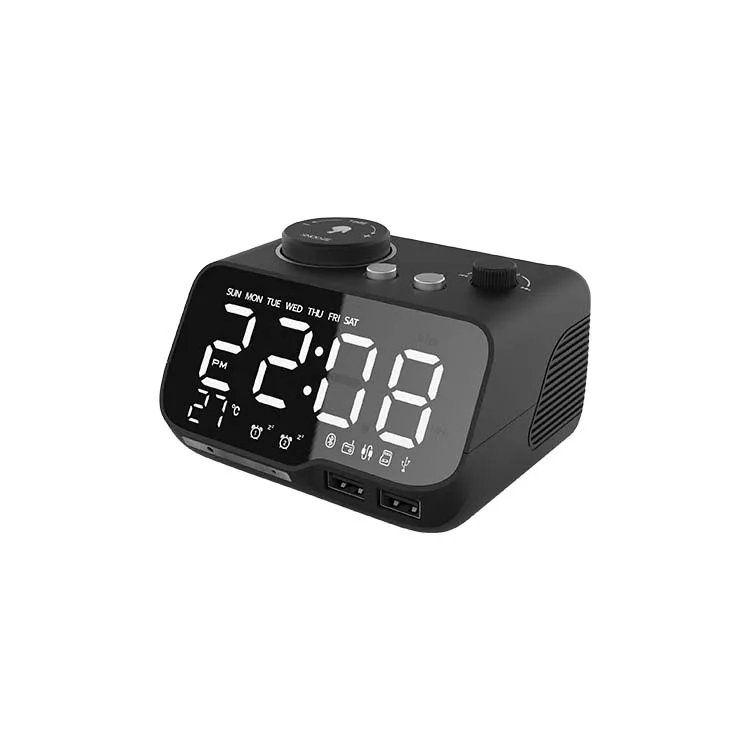 Customized Hotel Bluetooth Desktop Alarm Clock Docking Station Speaker