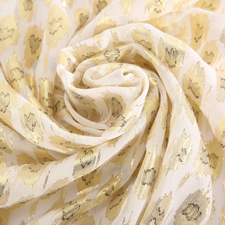 Black gold flower clip jacquard 10MM silk metallic jacquard silk fabric custom