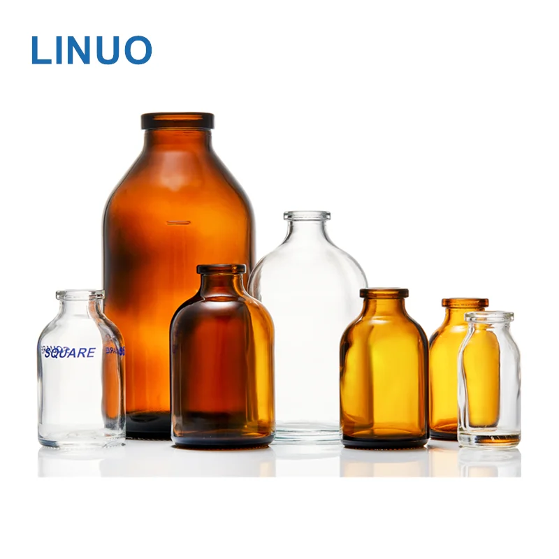 7ml 10ml 15ml 20ml 30ml 50ml 100ml Shandong LINUO Pharmaceutical Type 1 Moulded Glass Injection and Infusion Vials
