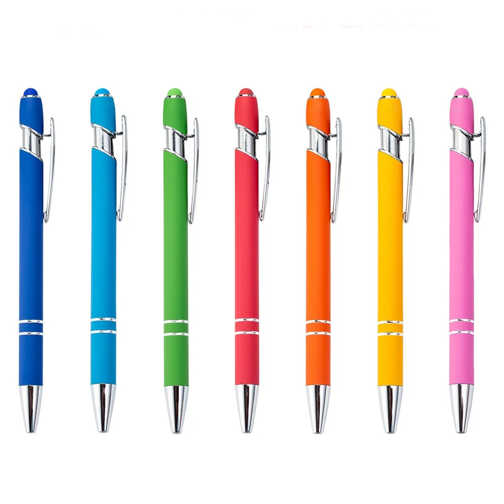 Customized Promotional 2 in 1 Customized Ballpoint Pen Multi-Colored Luxury Metal Stylus Ball Pen with Logo Printed for Office S