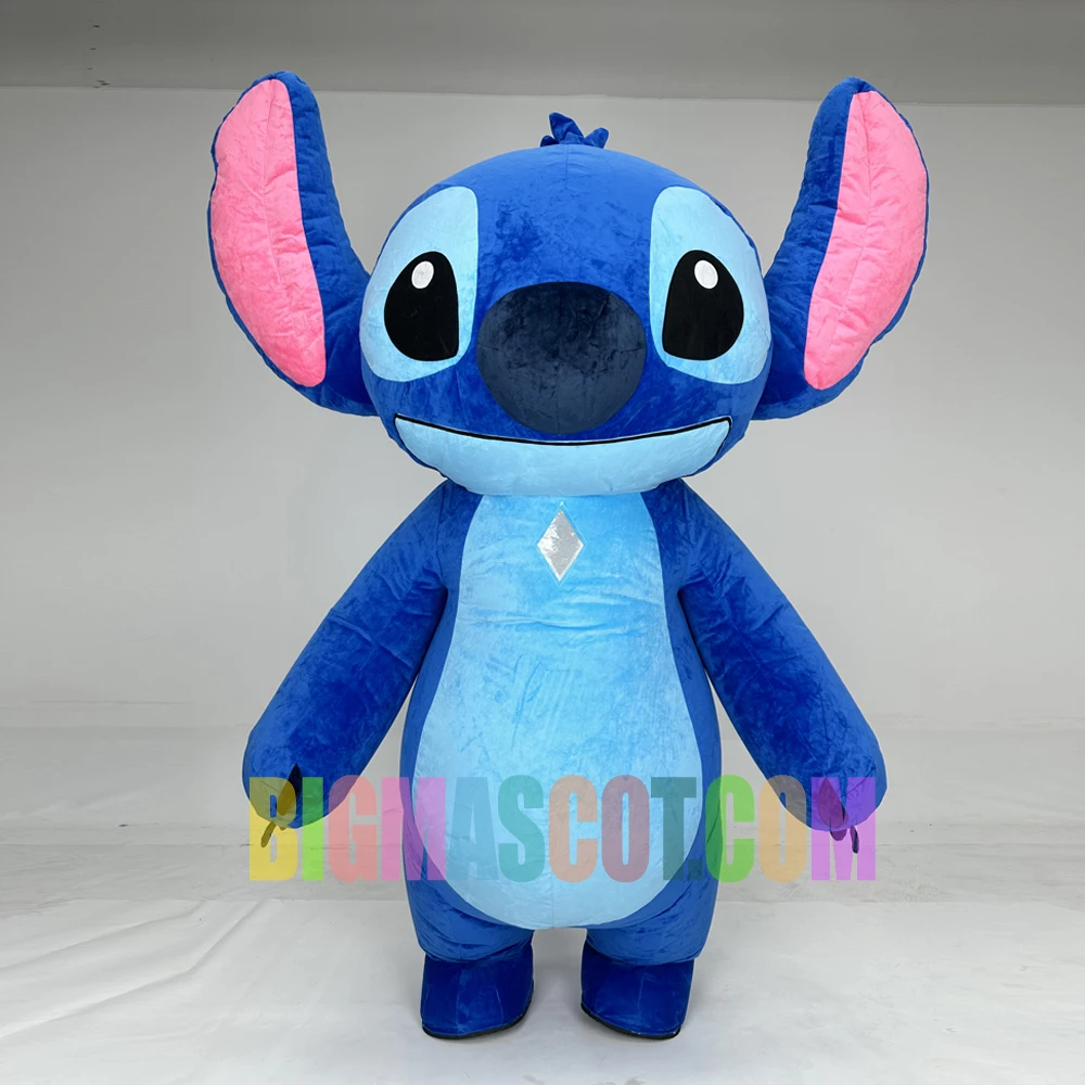 2025 MOQ 1 PCS Popular cartoon character inflatable Stitch mascot costume for adult blue pink stitch mascot costume for sale
