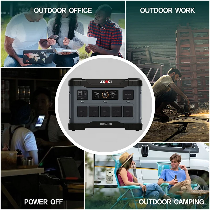 Senci 2kw 1.8kwh LIFEPO4 Battery wireless charging portable power station 2000w portable solar generator with output Ports