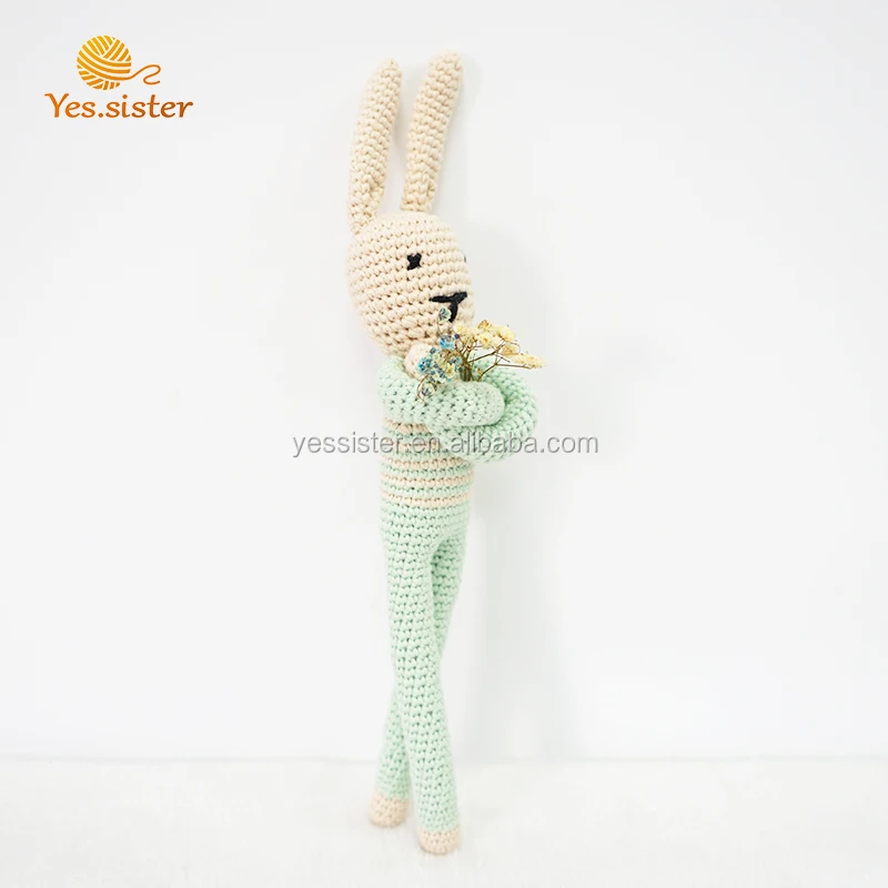 100% Cotton Handmade Crochet Bunny Stuffed Toy For Baby