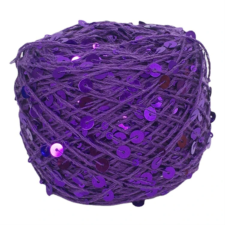 Wholesale Small Package 50G Glitter Hand Knitting Yarn Crochet Sequin Yarn 100% Cotton Fancy Yarn