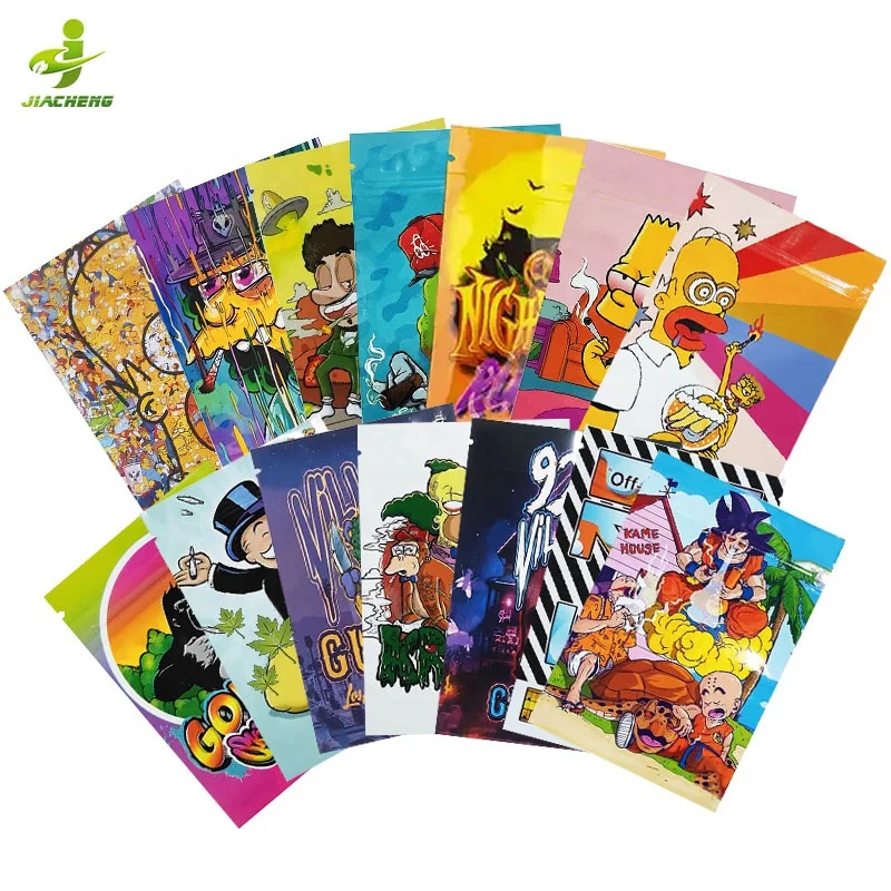 Custom Printed Small 3x4 1g 1 gram Plastic Zipper Edible Gummies Cookie Smell Proof Lay Flat Ziplock Mylar Packaging Bags