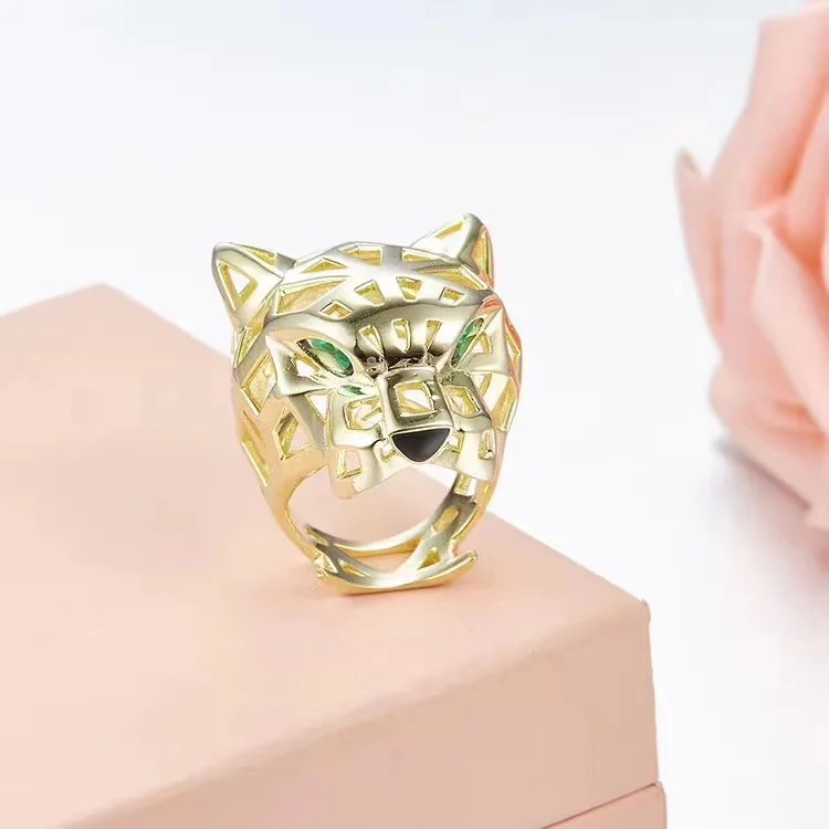 MA YIN FANG anillo leopardo plata 925 chapado anillo de plata de ley women 18k rose yellow gold plated 925 silver leopard ring
