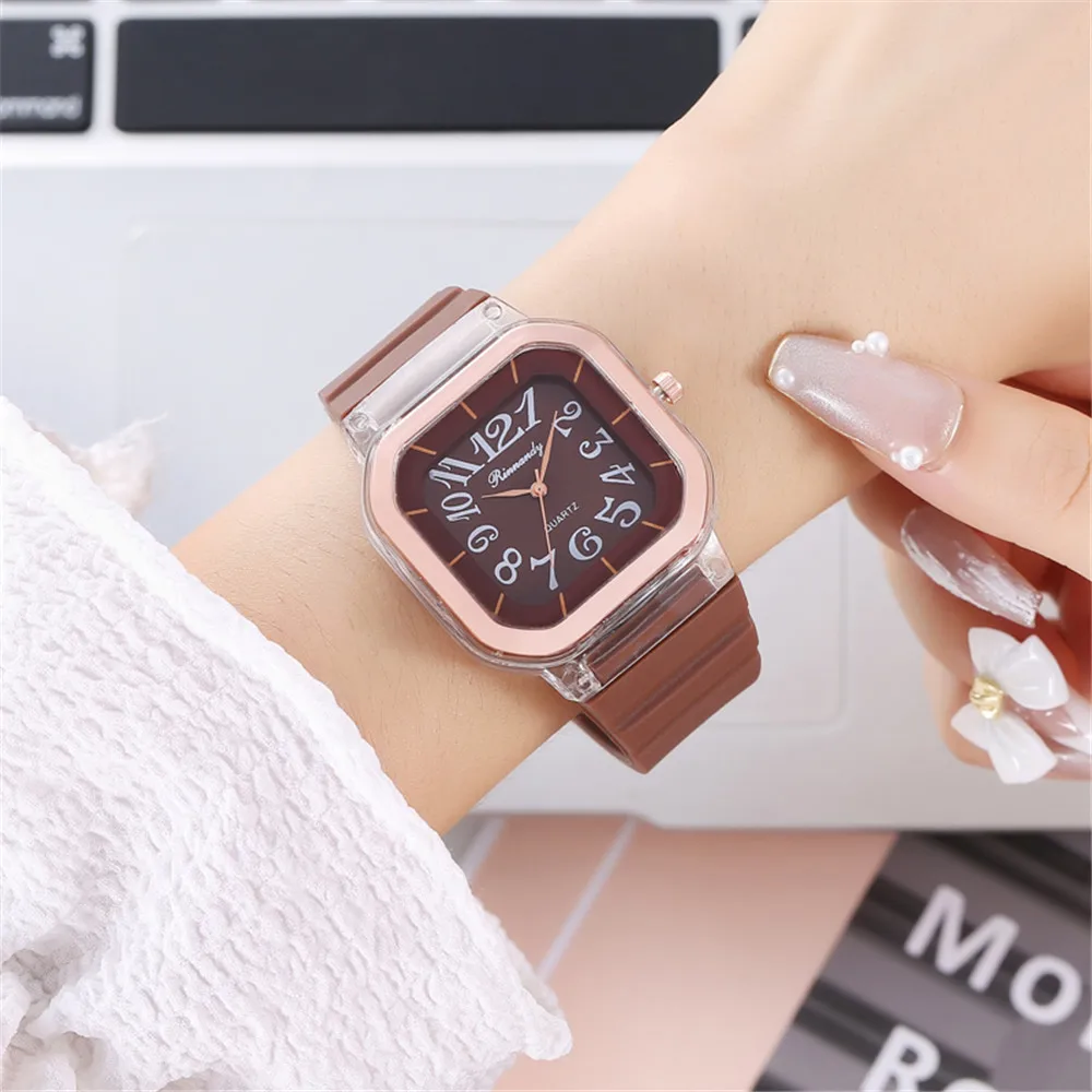 8121 Drop shipping 1pcs Square Watches Women Fashion Casual silicone strap watch Montre femme