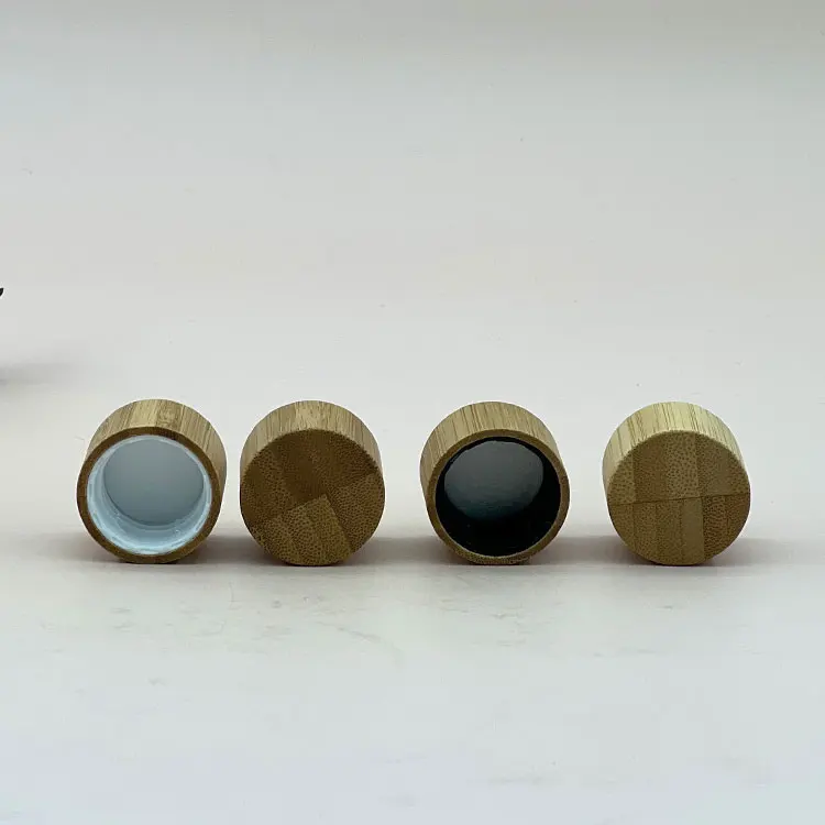 factory produced 18mm 20mm 24mm 28mm recyclable plastic lid bamboo screw cap