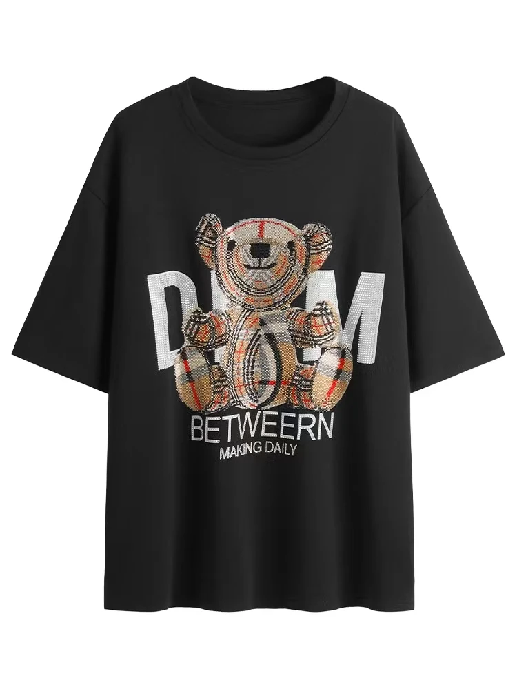 Hot selling New arrival Cartoon Bear Iron On Rhinestone Motif Hot Fix Rhinestone Sticker Transfer Logo For Kids Garment