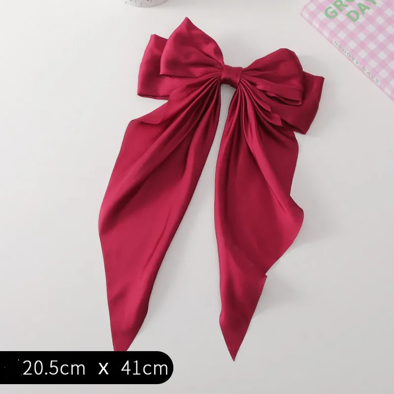 For Girls Ribbon for Hair Bows Hair Clips Red Black Silk Satin Fabric Clip Women Party Hair Accessories Made in China Fashion CT