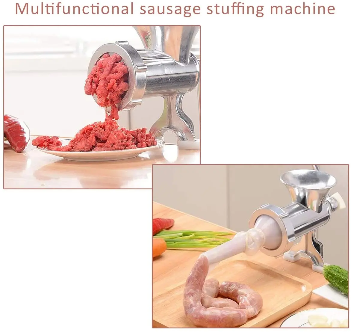 Metal Sausage Filling Machine Manual Tinned Meat Grinder/ Mincer Sausage Stuffer for All Meats Vegetables Garlic Fruits