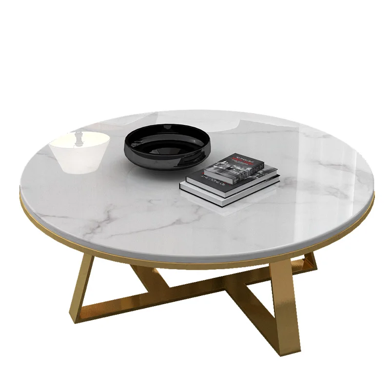 Набор из 3 золотых круглых мраморных кофейных столиков для гостиной