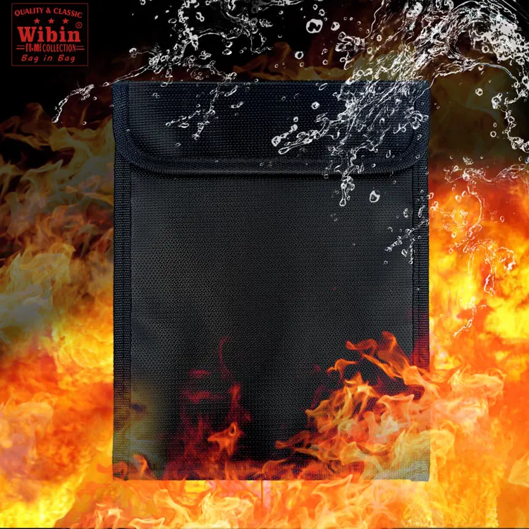2022 New Style Fire Proof Water Resistant Document Bag with zipper Silicone Coated fiberglass Envelope Pouch fireproof bags