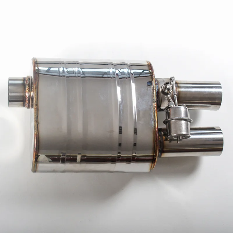Auto refit exhaust pipe valve 63mm universal car vacuum H style valvetronic muffler 2 outlet exhaust silencer electric valve