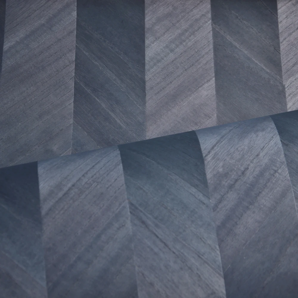 Navy Blue Color Wood Veneer Wallpaper Natural Veneer Wallcovering