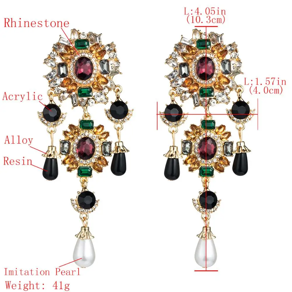 Multilayer Alloy Diamond Rhinestone Acrylic Imitation Pearl Earrings Stud Earrings