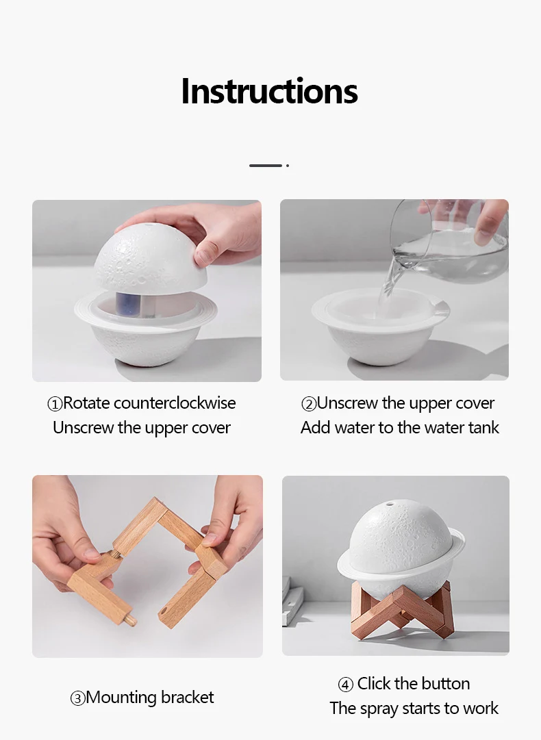 Round Colorful 200Ml Mini Usb Ultrasonic Planet Wet Night Light Aroma Essential Oil Diffuser Air Humidifier