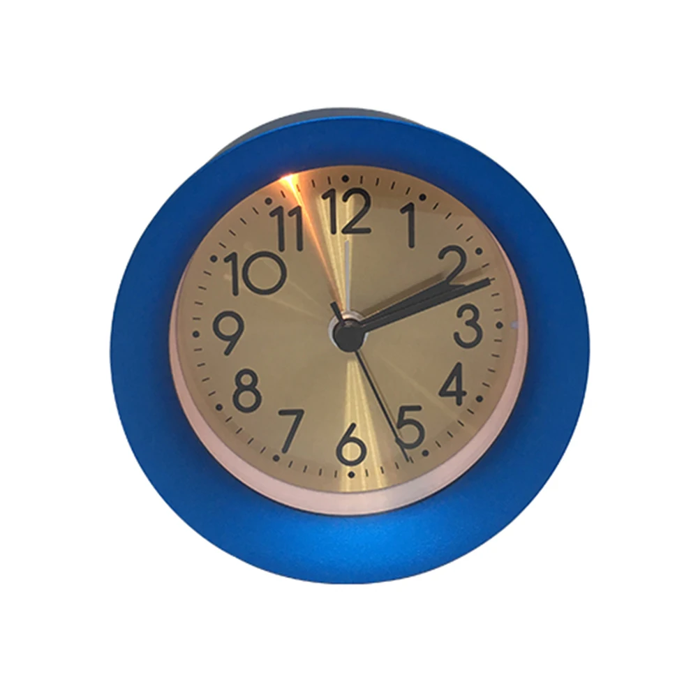 EMAF Custom Gravity Sensing Table Round Silent Sweep Movement Analog Clock Aluminum Metal Night Light Quartz Snooze Alarm Clock